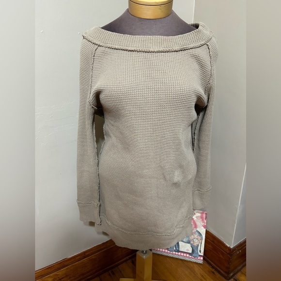 Mazik Womens Oversized Boat Neck Waffle Knit Tunic 3/4 Sleeve Size Medium - Picture 1 of 13